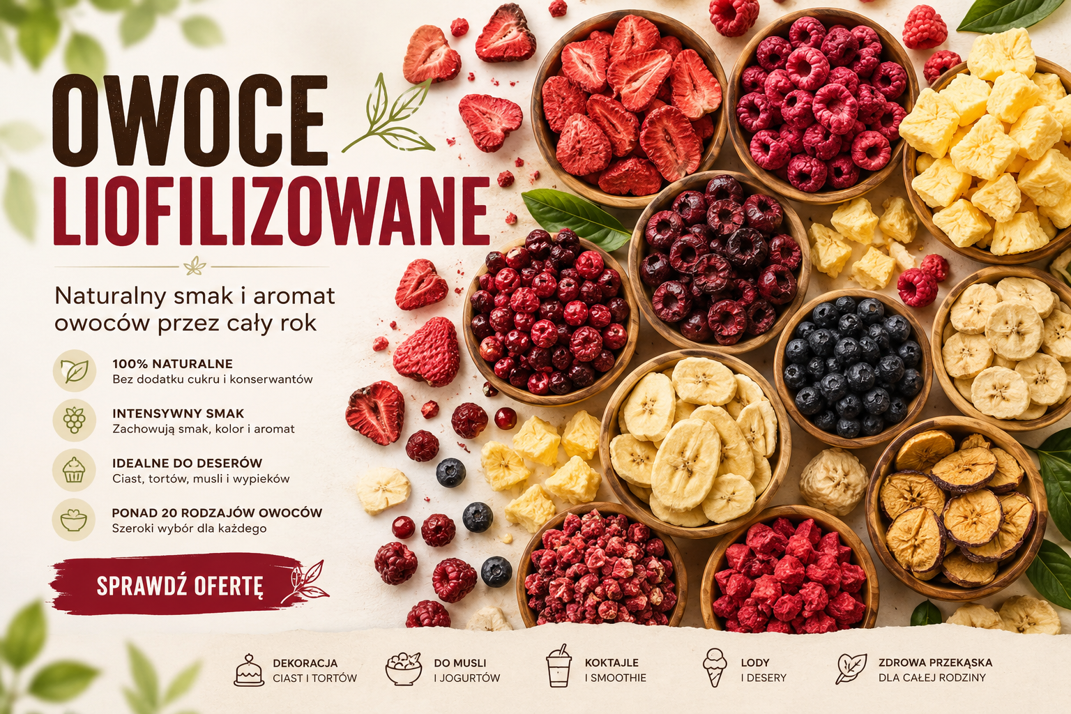 Owoce liofilizowane
